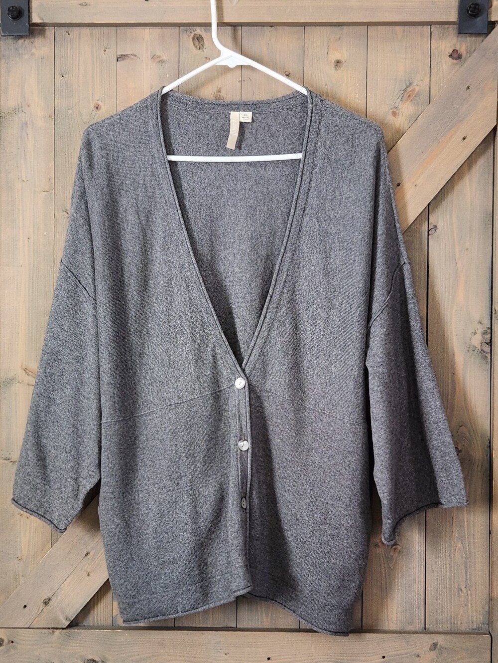 Pure Jill J. Jill Oversized Cotton Cashmere Cardigan XS Pockets Grey